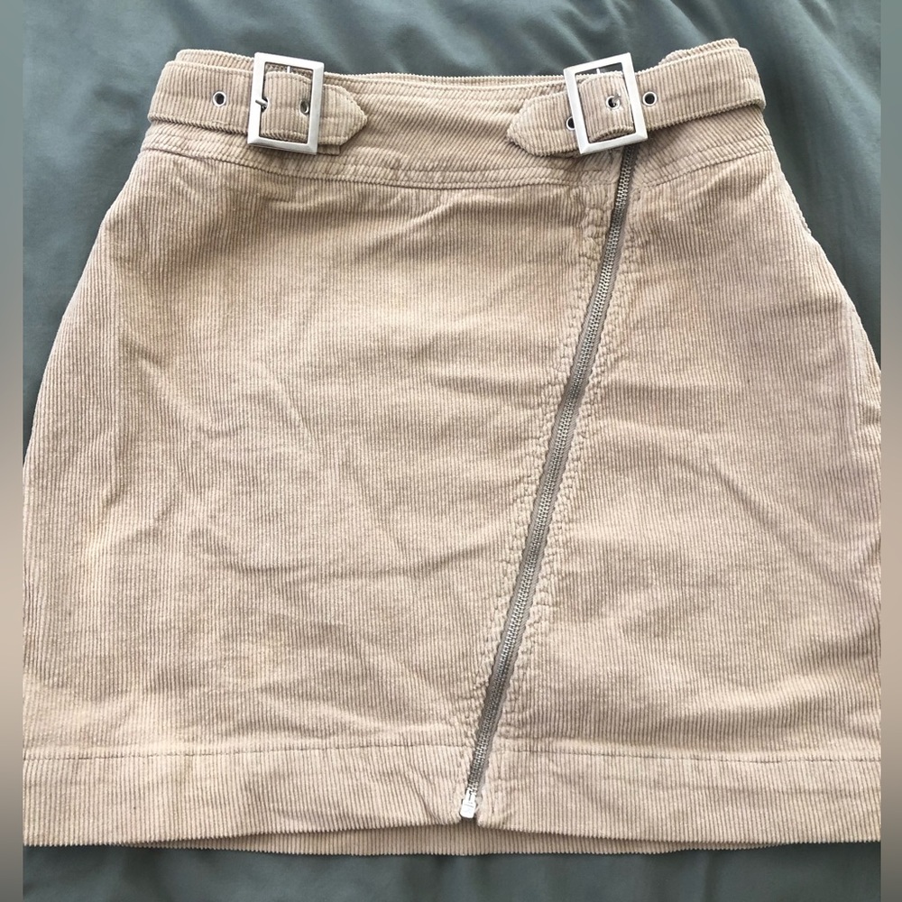 Tan corduroy mini skirt
